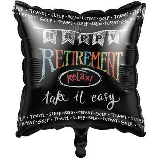 Balloon Foil 18" Happy Retirement Chalk Metallic (Uninflated)