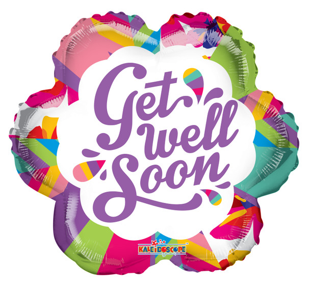 Balloon Foil 18" Get Well Soon Colourful Flower (Uninflated)