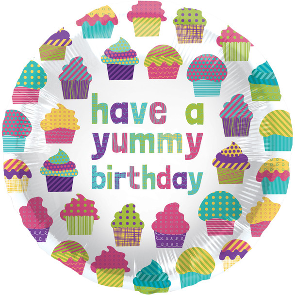 Balloon Foil 18" have a Yummy Birthday! Cupcakes (Uninflated)