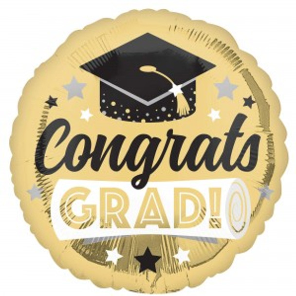 Balloon Foil 18" Congrats Grad! Gold (Uninflated)