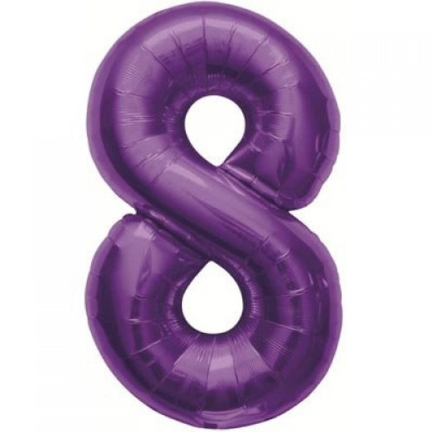 Balloon 34” (86cm) Number 8 Purple
