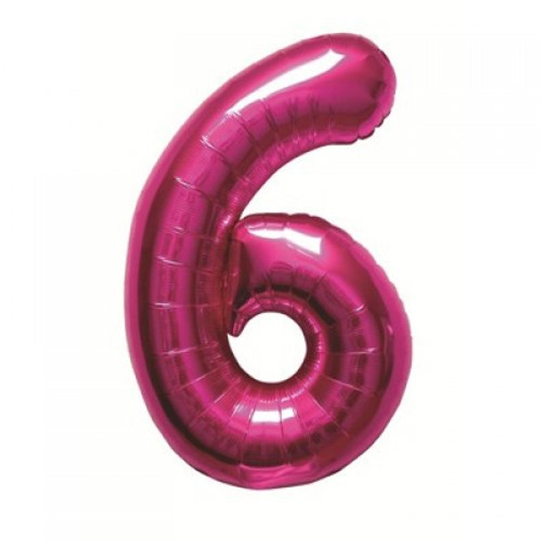 Balloon 34” (86cm) Number 6 Pink