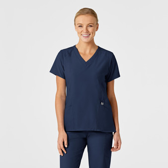 W123 Women's Stylized V-Neck Scrub Top