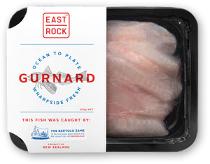 Gurnard fillets, skinless and boneless (front of pack) Gurnard fillets, skinless and boneless (front of pack)