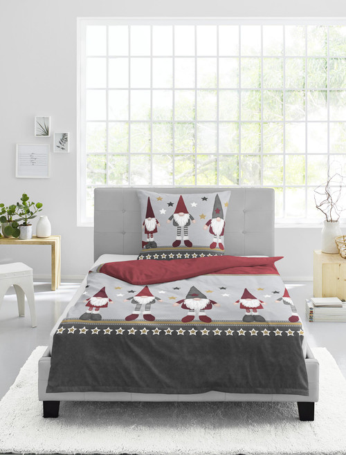 Holiday Flannel Duvet Cover Set GNOME SWEET GNOME