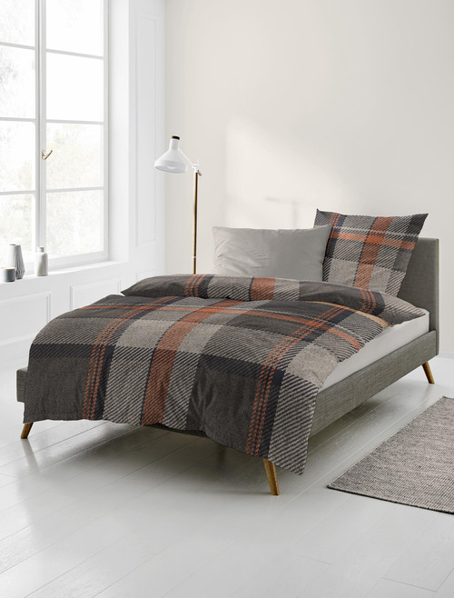 Mocha Plaid Cotton Duvet Cover Set – Chocolate Brown & Charcoal