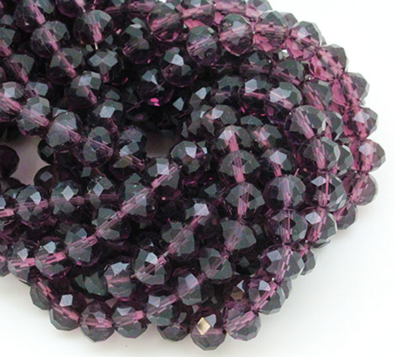 8mm Amethyst Glass Rondelle Beads
