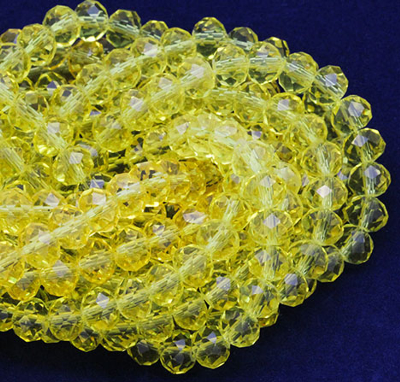 8mm Yellow Glass Rondelle Beads