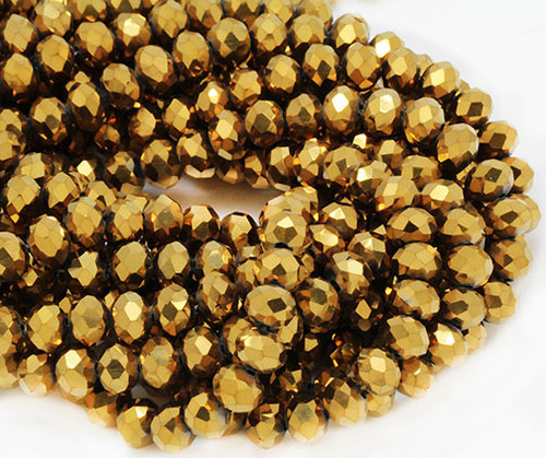 8mm 24k Gold Glass Rondelle Beads