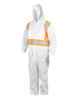 ForceField White Disposable SMS Coverall with Hood and Reflective Tape | SafetyApparel.ca