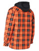 ForceField Hi Vis Orange Tartan Plaid Hooded Quilt-Lined Flannel Shirt Jacket with Front Zip | SafetyApparel.ca