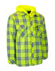 ForceField Hi Vis Plaid Hooded Quilted Flannel Shirt Jacket with Reflective Striping | SafetyApparel.ca