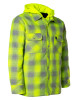 ForceField Hi Vis Grey Shadow Plaid Hooded Quilt-Lined Flannel Shirt Jacket | SafetyApparel.ca