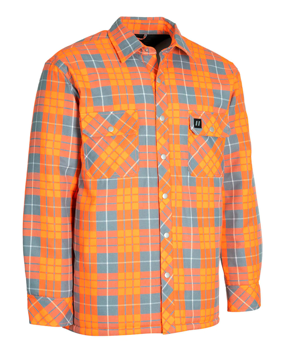 ForceField Hi Vis Orange Plaid Quilted Flannel Shirt Jacket | SafetyApparel.ca