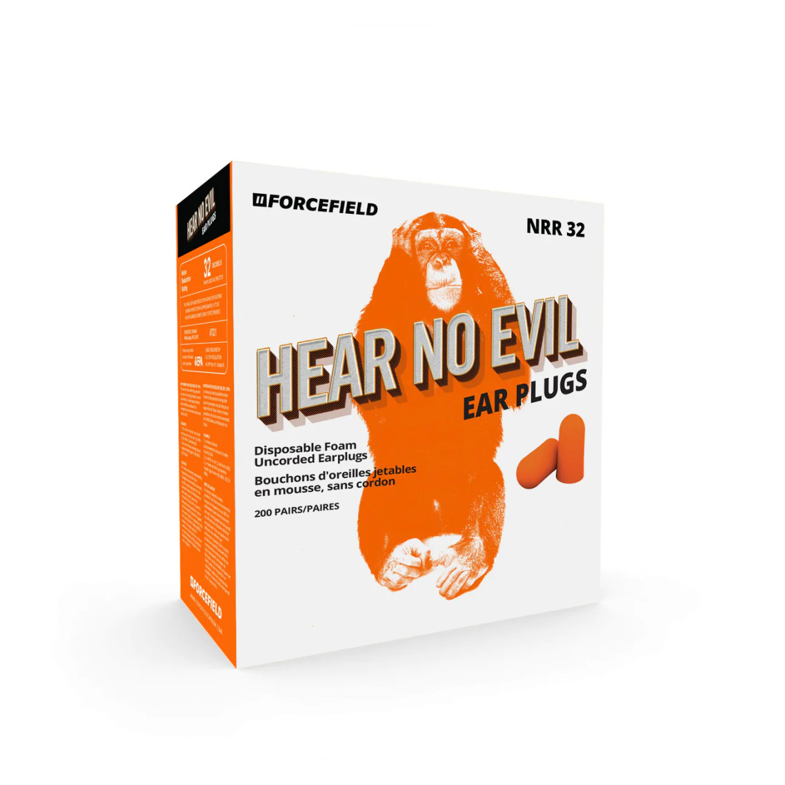 "Hear No Evil" Orange Foam Earplugs, NRR32 (200 Pair/Box) | SafetyApparel.ca