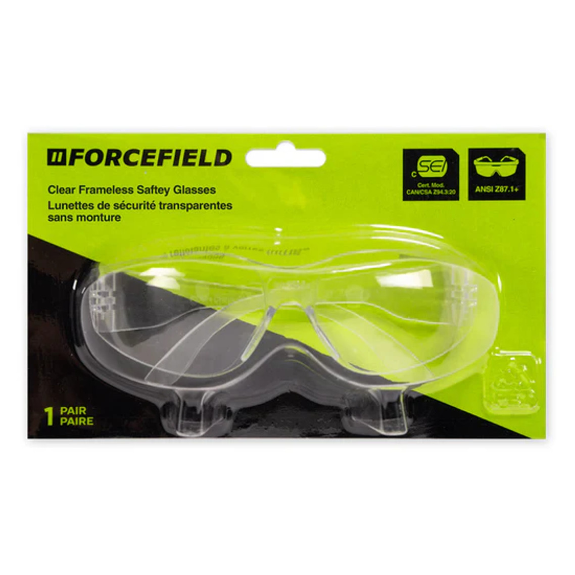 ForceField Classic Clear Frameless Safety Glasses (12 Pairs/Box) | SafetyApparel.ca