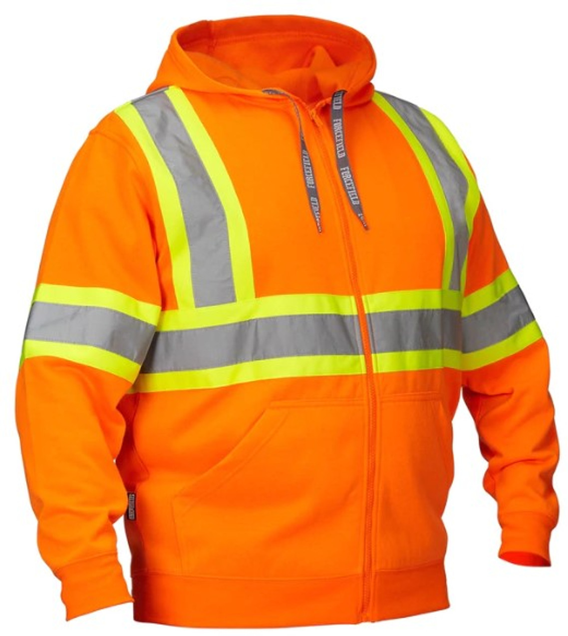 Orange Hi-Vis Full Zip Polyester Hooded | Safetyapparel.ca