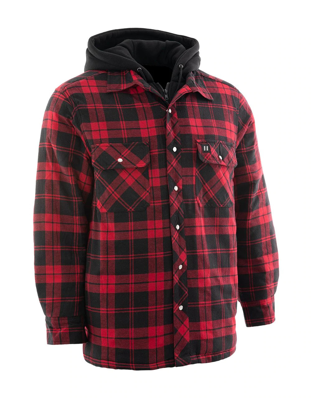 XL 送料込  Hooded Buffalo Plaid Flannel Forcefield Red Plaid Hooded Sherpa-lined Flannel Shirt Jacket