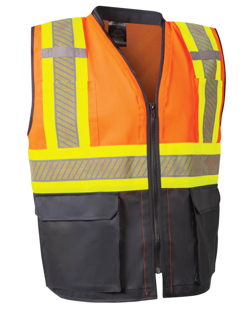 ForceField Hi-Vis Safety Vest with Zipper Front and Perforated