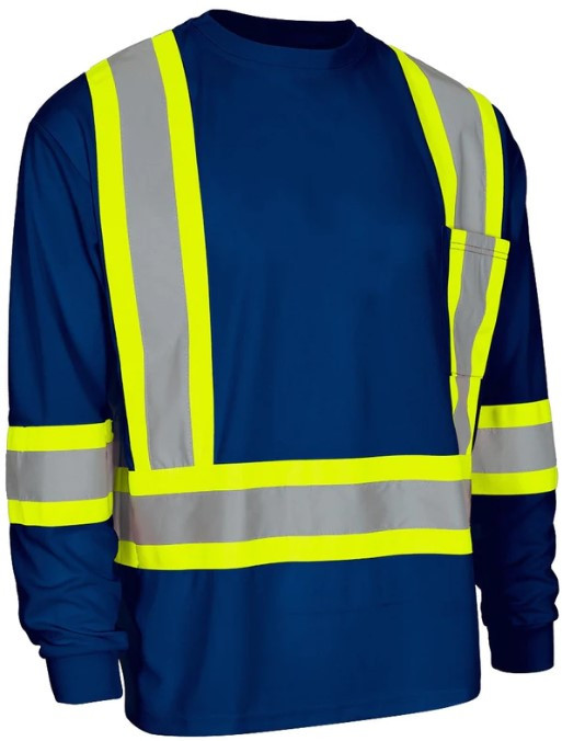 blue and yellow long sleeve shirt