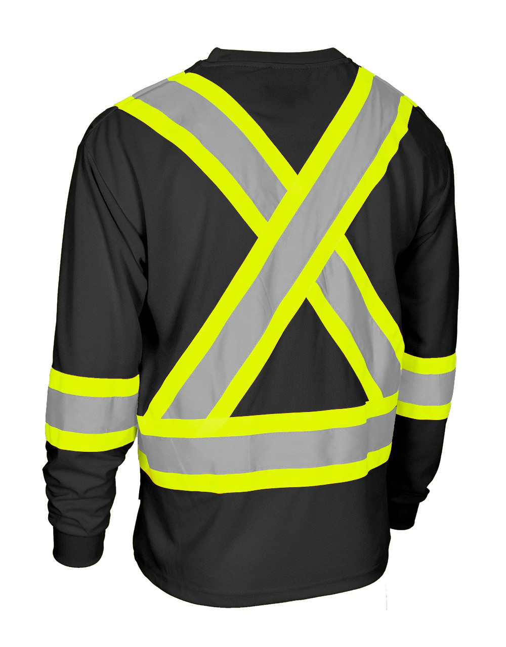 Forcefield Hi Vis Bamboo Fabric Crew Neck Long Sleeve Safety