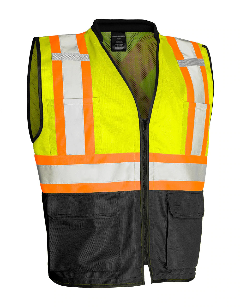 Forcefield Traffic Safety Vest with Zipper Front - SafetyApparel.ca