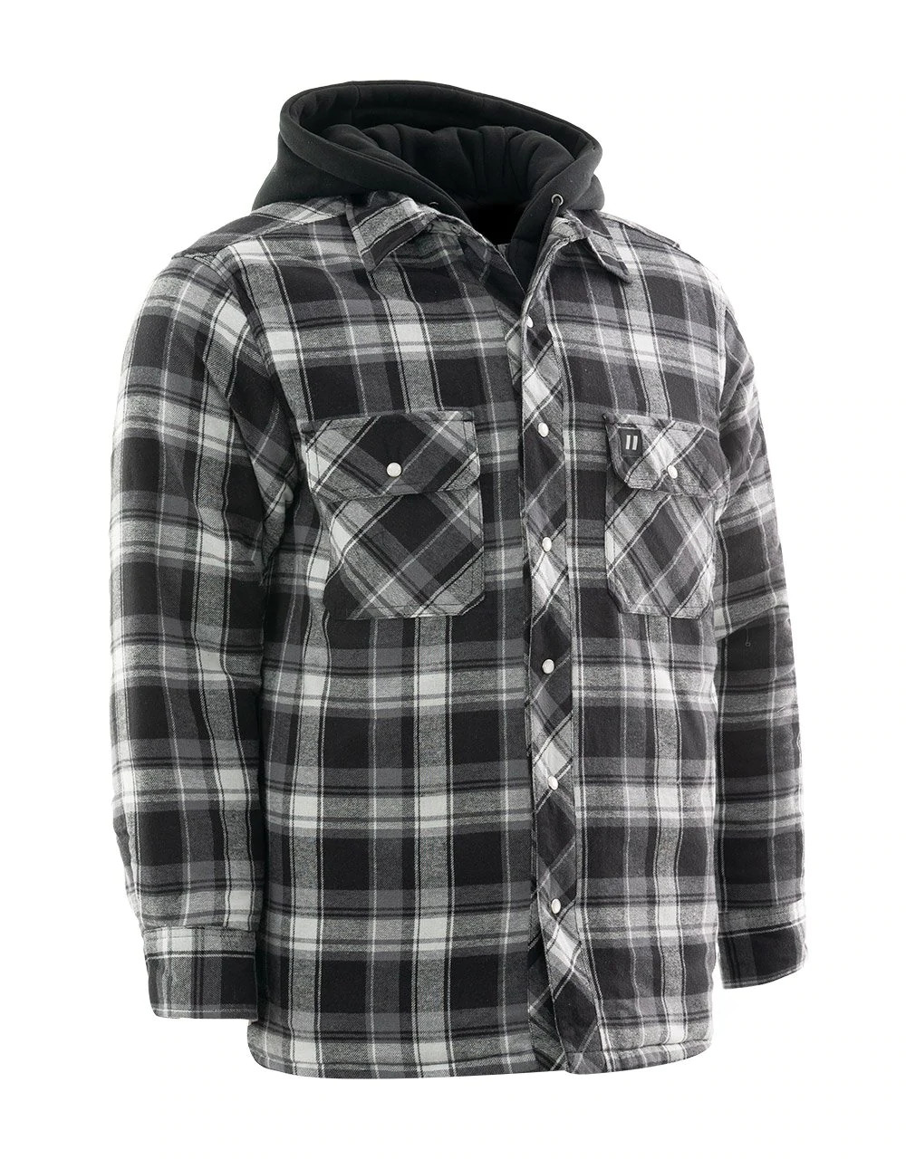 Forcefield Grey Plaid Hooded Quilted Flannel Shirt Jacket ...