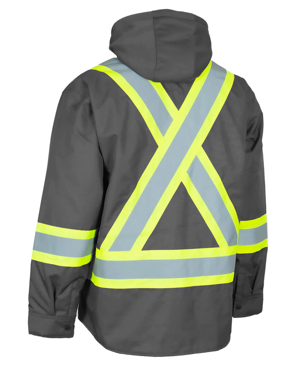 【HI FI FNK】Riff Half Jacket ForceField Hi Vis Hoodie Shacket With Detachable Hood