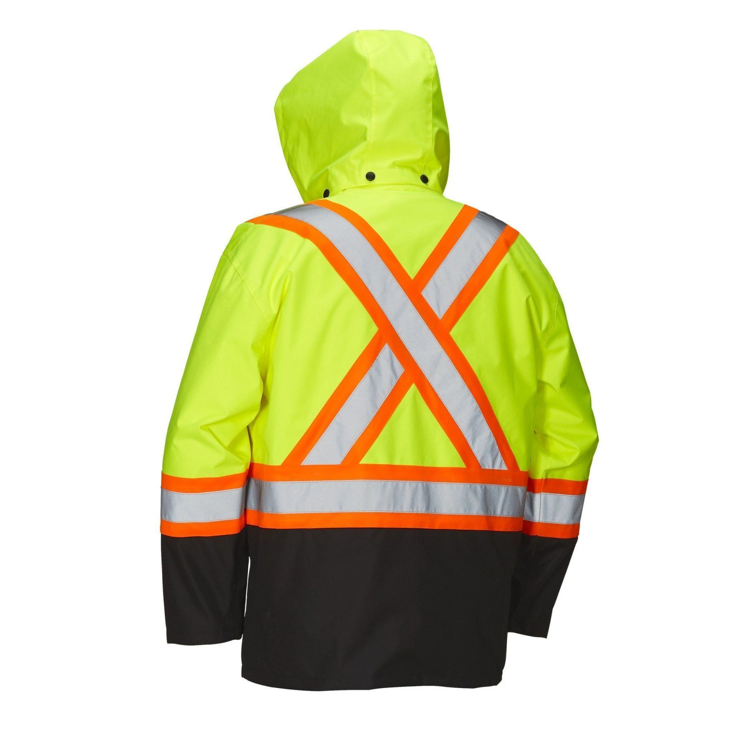 Forcefield Hi Vis Safety Rain Jacket with Snap-Off Hood