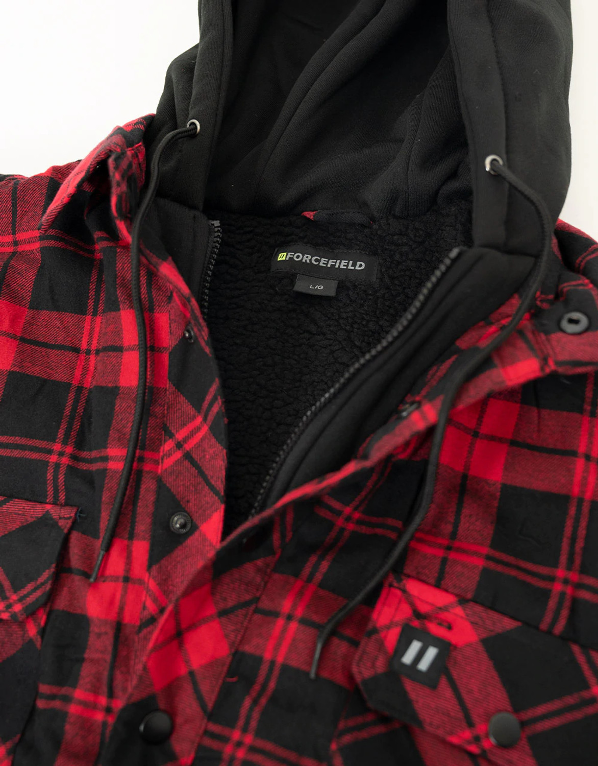 Fleece lined flannel sales shirt with hood