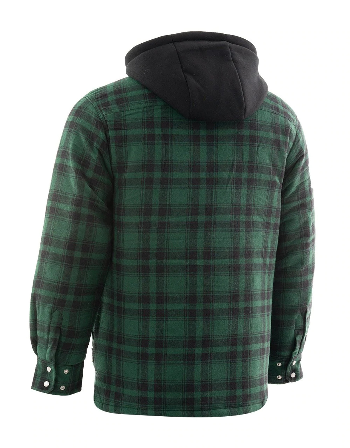 Forcefield Green Plaid Hooded Quilted Flannel Shirt Jacket