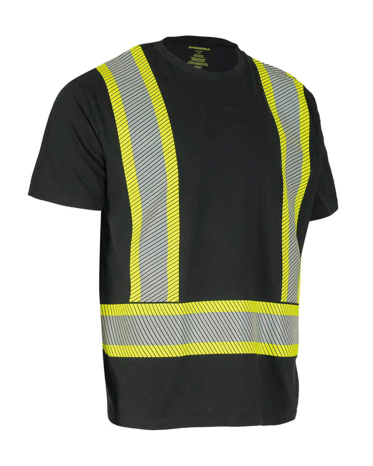 ForceField Athletic Fit Hi Vis Crew Neck Short Sleeve Safety Tee Shirt with  Segmented Reflective Tape