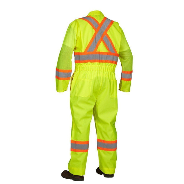 Hi Vis Safety Flagger's Coverall, Unlined - Back | Safetyapparel.ca