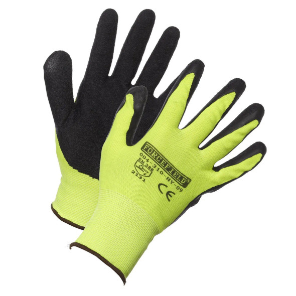 Forcefield Hi-Vis Nylon Latex Gloves (12/Box) | SafetyApparel.ca
