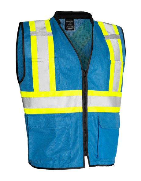 Forcefield Traffic Safety Vest with Zipper Front | Royal Blue
