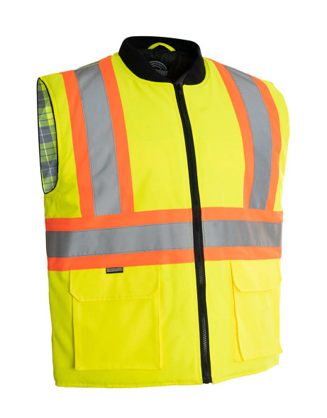 ForceField Hi-Vis Flannel Lining Safety Vest | Lime