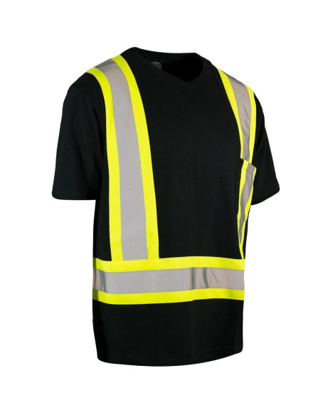ForceField Ultrasoft Hi Vis Crew Neck Short Sleeve Safety Tee Shirt with Chest Pocket | Black
