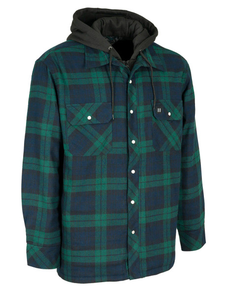 Wrangler 112330072 Riggs Workwear Hooded Flannel Work Jacket in Green