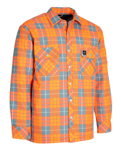 ForceField Hi Vis Orange Plaid Quilted Flannel Shirt Jacket | SafetyApparel.ca