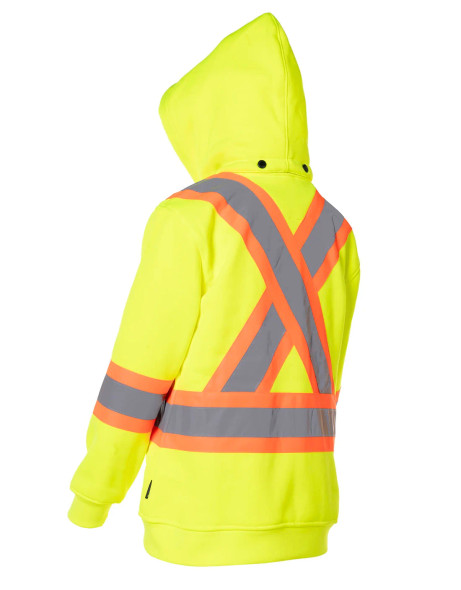 ForceField Women's Hi Vis Lime Safety Hoodie with Detachable Hood | SafetyApparel.ca