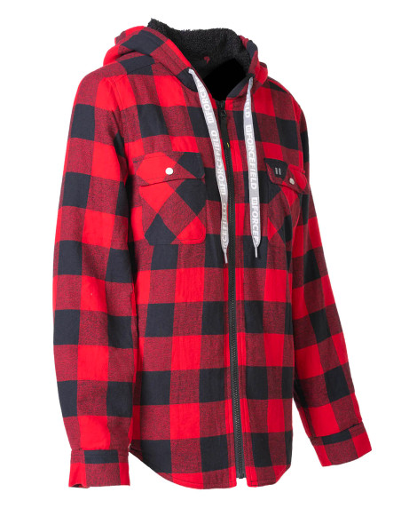 ForceField Women's Hooded Sherpa-Lined Buffalo Plaid Flannel Shirt Jacket | SafetyApparel.ca