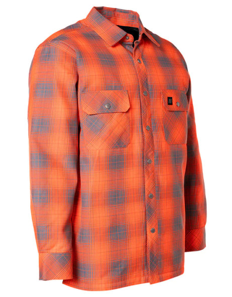 ForceField Hi Vis Orange Shadow Plaid Quilted Flannel Shirt Jacket | SafetyApparel.,ca