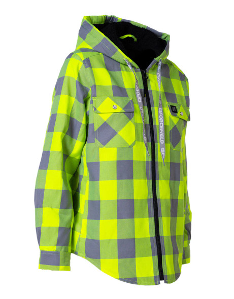 ForceField Women's Hooded Sherpa-Lined Hi-Vis Buffalo Plaid Flannel Lined Jacket | SafetyApparel.ca