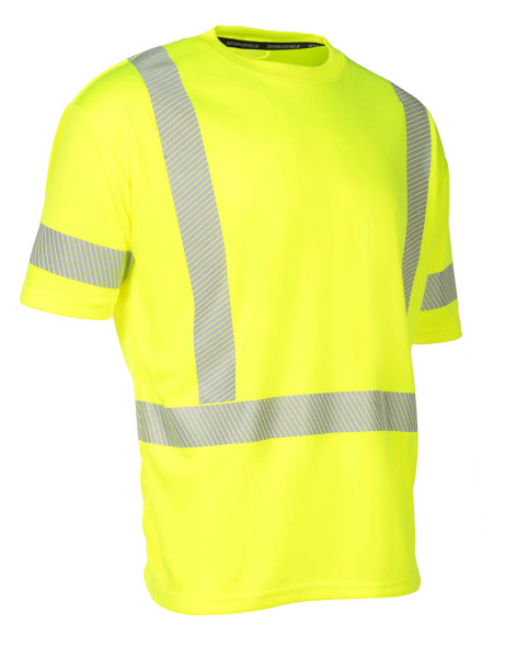 ForceField Hi Vis Lime Crew Neck Short Sleeve Ultrasoft Technical Tee | SafetyApparel.ca