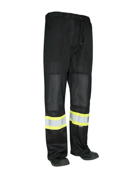 Black Forcefield Hi Vis Safety Tricot Traffic Pants with Vented Legs and Elastic Waist | Safetyapparel.ca