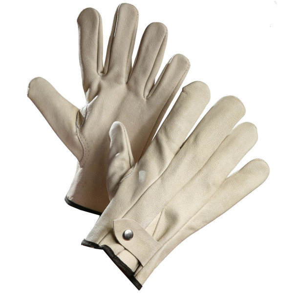 Cowhide Leather Button Snap Wrist Gloves (12 Pairs/Box) | SafetyApparel.ca