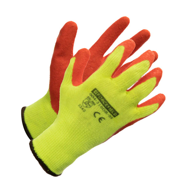 Forcefield Hi-Vis Nylon Palm Coated with Crinkle Latex Work Glove (12 Pairs/Box) | SafetyApparel.ca