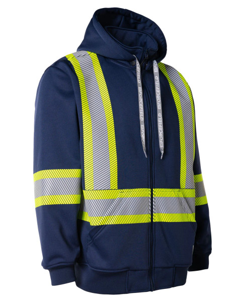 ForceField Deluxe Hi Vis Safety Hoodie with Segmented Reflective Tape and Detachable Hood | Navy