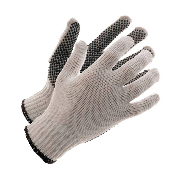 ForceField Knit, 100% Polyester, One Sided Black Dot Gloves (12 Pairs/Box) | SafetyApparel.ca