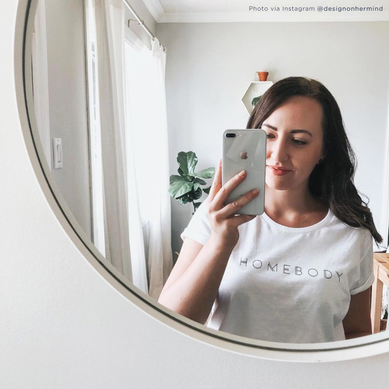 HOMEBODY Short-Sleeve T-Shirt (Black on White) from The Printed Home (Photo Credit: @designonhermind via Instagram)